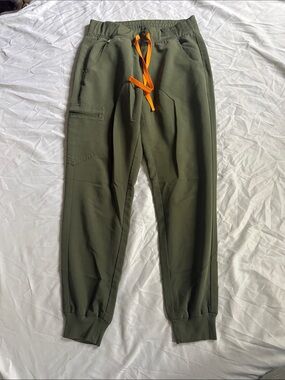 Figs Olive Green Joggers with Orange Drawcord